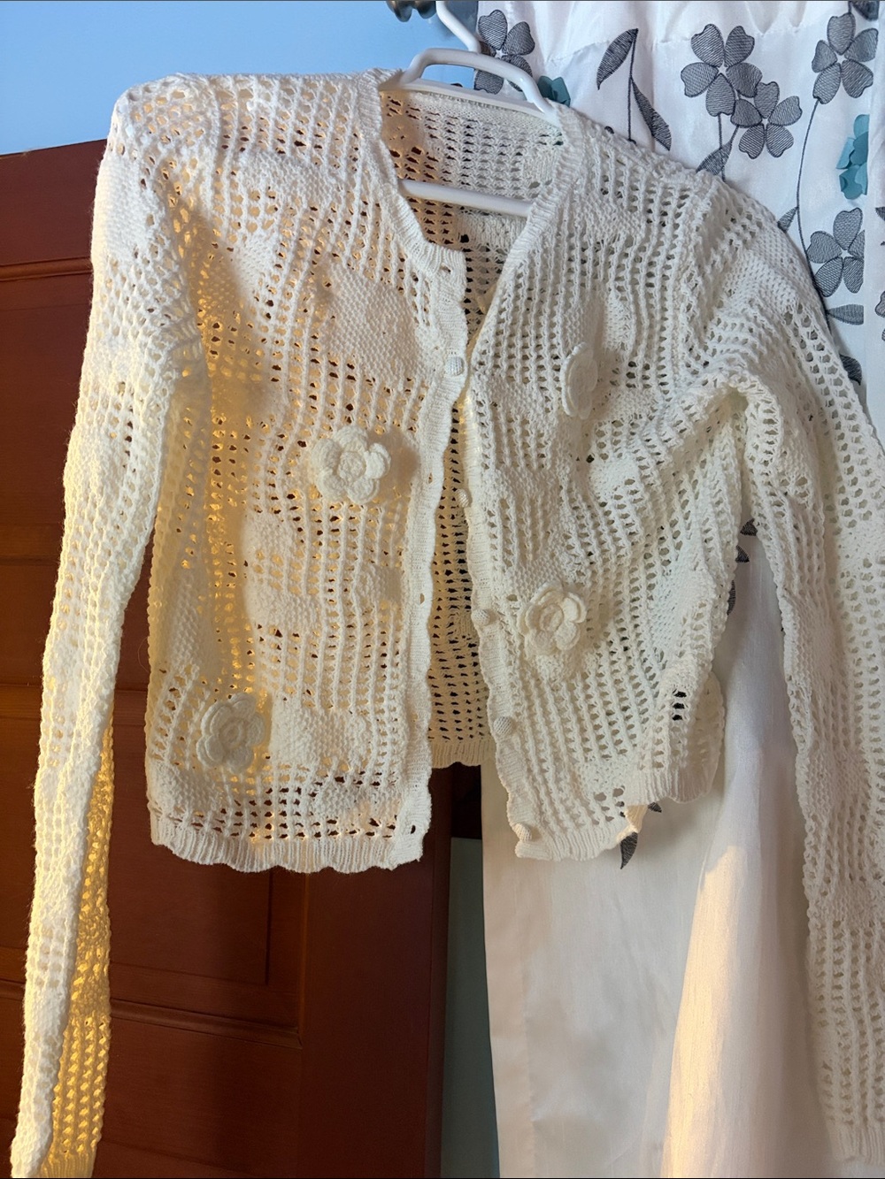 Cider Cream Crochet Floral Appliqué Cardigan